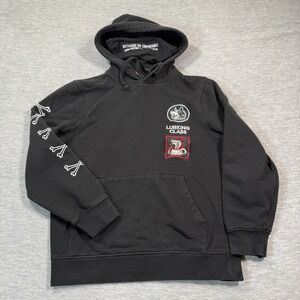 Lurking Class Hoodie Men S Black‎ Skeleton Sleeve Snake Patch Graphic Pullover